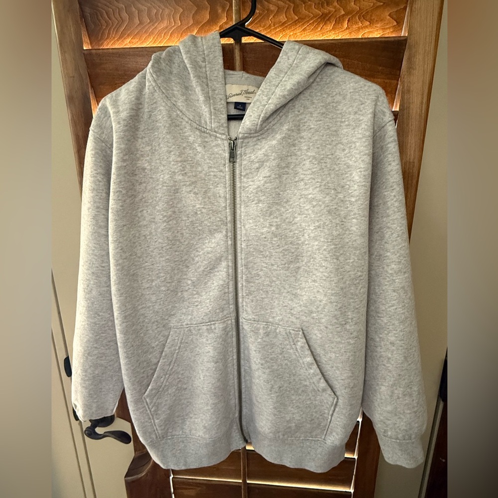 Zip up Light Gray Fleece Hoodie